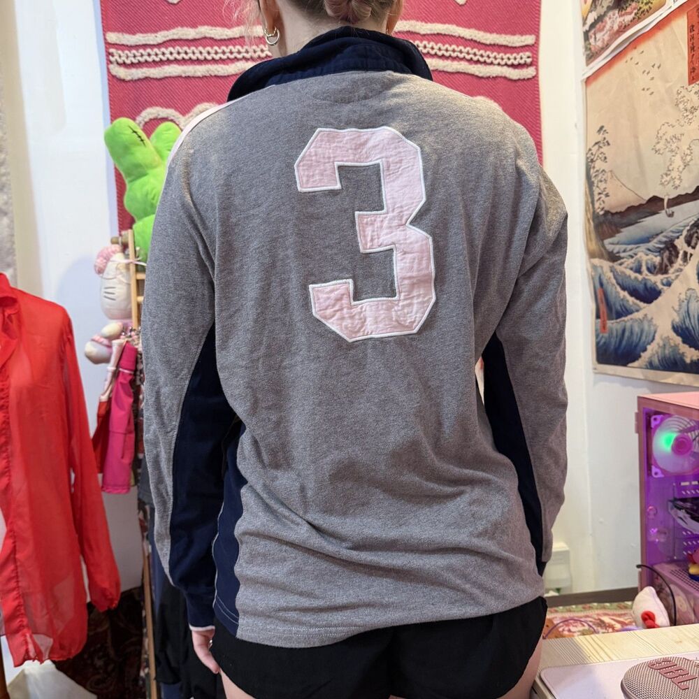 vintage polo ralph lauren "3" pink embroidered collared cotton long sleeve